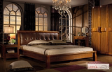 实木1.8米婚床 虎斑木双人床 实木床中式床 主人房床 卧室床