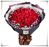 青岛城阳区黄岛33朵生日红玫瑰批发配送同城全国情人节鲜花店特价