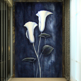 简约现代花卉酒店玄关墙纸壁画客厅油画卧室壁纸走廊过道无缝墙布