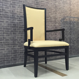 新中式餐椅实木单人沙发椅酒店茶楼会所咖啡厅休闲接待洽谈椅餐椅