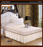 欧式床上用品水晶绒夹棉床裙加厚纯色公主蕾丝花边床罩1.51.8 米