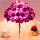 浪漫欧式个性创意台灯卧室床头灯紫色温馨水晶台灯