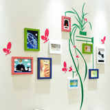 全悦实木照片墙 餐厅玄关儿童房创意蝴蝶兰花相片墙挂墙相框组合