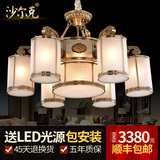 沙尔克 现代新中式吊灯圆形客厅灯 中式灯具全铜灯古典卧室餐厅灯