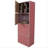 收纳柜储物柜带门柜子落地木质柜子宜家特价粉色柜子学生书柜书架