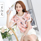 短袖T恤女士 韩版女装夏装2016新款潮时尚衣服 显瘦镂空粉色上衣