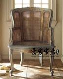 直销新古典高档实木餐椅欧式单人椅复古美式休闲书房扶手书椅