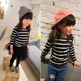 童装2016春季新款韩版中小童儿童打底衫女童T恤卫衣条纹百搭舒适