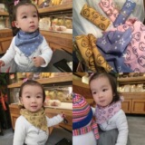 韩国宝宝三角巾纯棉纱儿童方巾双面格子婴儿口水巾围嘴男女童头巾