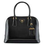 Prada普拉达女包欧美正品代购2015款黑色十字纹真皮贝壳包手提包