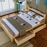 新款现代简约实木床 白色地中海床宜家1.21.51.8米双人床单人床