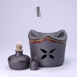 高档粗陶煮茶炉 日式茶道铁陶釉酒精炉含酒精灯煮茶器 功夫茶具