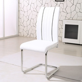 美派 欧式皮革餐椅 不锈钢电镀简约宜家大气黑白靠背软皮创意椅子
