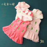 女童秋冬新款粉色兔耳朵马甲外套女宝宝加绒坎肩背心裙0-1-2-3岁