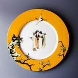 阿七|独创中式古典 骨瓷盘子 10寸平盘 陶瓷套装餐具 创意点心盘