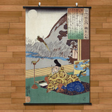 写实浮世绘巨幅画装饰画日本民间风情艺术布挂轴画复古贴墙画海报