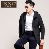 IKXO艾柯索春季韩版时尚宽松中长款薄款风衣外套休闲纯色上衣男装