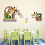 3D墙纸立体墙贴纸墙壁创意装饰沙发电视墙卧室背景画贴画纸长颈鹿
