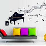 个性创意房间卧室床头沙发背景装饰可移除墙贴现代简约钢琴音符