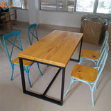 美式工作实木会议桌餐桌原木办公桌复古长桌培训桌长方形电脑桌子