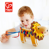 德国Hape 狮子穿绳 幼儿童益智早教穿线 串珠子木制玩具3岁男女孩
