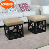 欧式时尚换鞋凳沙发凳矮凳 收纳凳现代简约客厅家用 布艺实木凳子