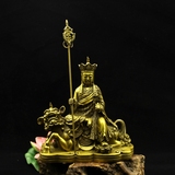 包邮 佛教用品 骑兽纯铜地藏王菩萨 纯铜娑婆三圣佛像 地藏王坐像