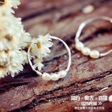 韩国设计复古风手工定制天然珍珠925纯银戒指关节戒指女不掉色