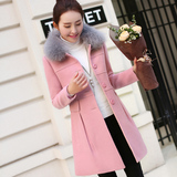 2015冬装新款韩版修身毛呢外套女中长款加厚保暖呢子大衣羊毛外套
