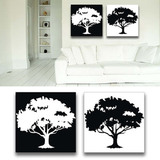 黑白有框画无框画壁画油画 客厅装饰画 树木剪影
