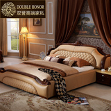 双誉 真皮大款别墅欧式新古典1.8米卧室婚床大床中厚牛皮软床