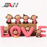 汽车摆件摆设情侣LOVE猴子新婚家居装饰品创意娃娃结婚礼物可爱