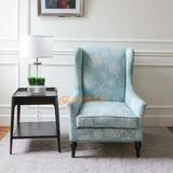 美式休闲花布单人沙发椅 现代卧室书房椅 简约高背老虎椅沙发定制