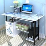 白色黑色长80/90/100*50*72cm带抽屉简易台式电脑桌办公写字书桌