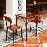 复古餐椅子铁艺单人椅彩色餐桌椅靠背椅休闲咖啡椅创意酒吧实木椅