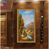 紫之兰 乡村风景油画 纯手绘欧式山水壁画客厅挂画 玄关装饰画