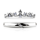 专柜正品 周大福皇冠戒指 天然钻石情侣对戒 纯银镀18K白金戒指