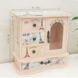 欧式公主儿童 韩国木质首饰盒创意实木饰品收纳盒大号 化妆盒
