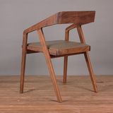 美式复古实木椅子办公家用餐厅咖啡靠背扶手简约酒店设计师木头椅