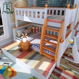 天美 美式纯白色实木上下床组合 高低床双层床 子母床儿童床环保