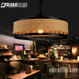 美式吊灯创意个性餐厅灯具酒吧咖啡厅loft复古工业风灯饰麻绳吊灯