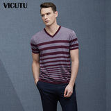 VICUTU/威可多男士夏季短袖针织纯棉 V领休闲针织衫 VBW14283363