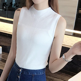 2016夏季新款修身韩版冰丝针织衫背心百搭白色短款修身无袖T恤女