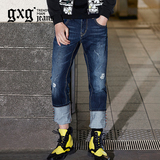 gxg.jeans男装春新款修身个性破洞休闲青年小脚牛仔裤潮#61905002