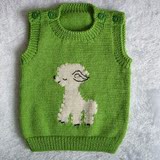 纯手工编织宝宝毛衣背心 儿童针织马甲 卡通羊 九色鹿线 成品现货