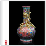 枭窑XY-HP122Y 景德镇仿古精品陶瓷粉彩描金花瓶瓷器摆件龙纹装饰