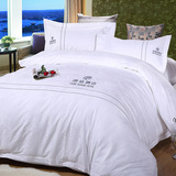 苏纺高档酒店宾馆LOGO定制特色床上用品纯棉绣花被枕套床单四件套
