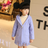 加厚儿童韩版单排扣普通外套B类纯色女童棉混纺布冬季新款外套
