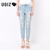 UGIZ韩国女式新品休闲嘻哈显瘦破洞哈伦牛仔裤UBQZ707B专柜正品
