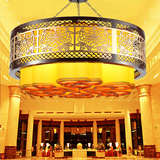 现代中式灯吊灯酒店工程木质羊皮灯古典圆形灯饰客厅餐厅灯具2206
